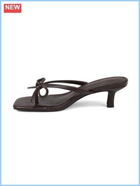 Kitten Heel Flip Flop Sandals with Bow, Slip On Thong Heels, PU
